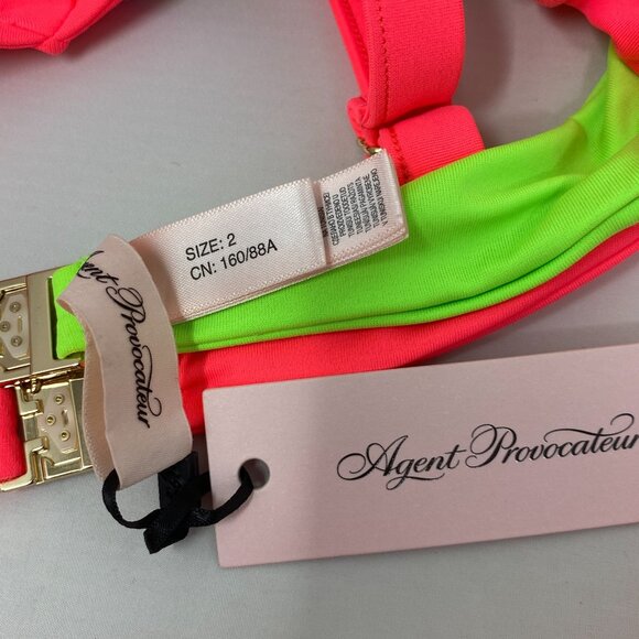 Agent Provocateur Mazzy Pink Green Purple Bikini Set AP2 Small NWT - Picture 10 of 12